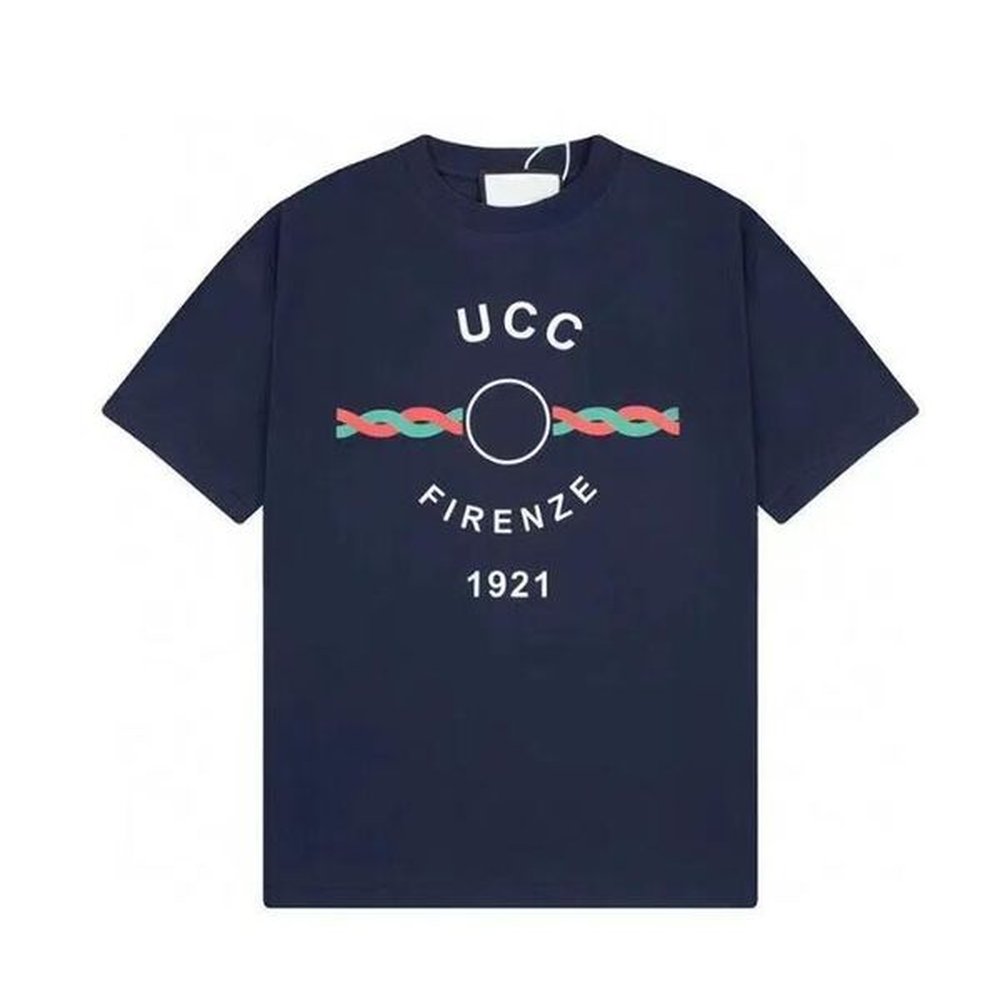 Tide brand 2024 the same short sleeve loose casual summer new printed letter round neck 1 shirt men and women match