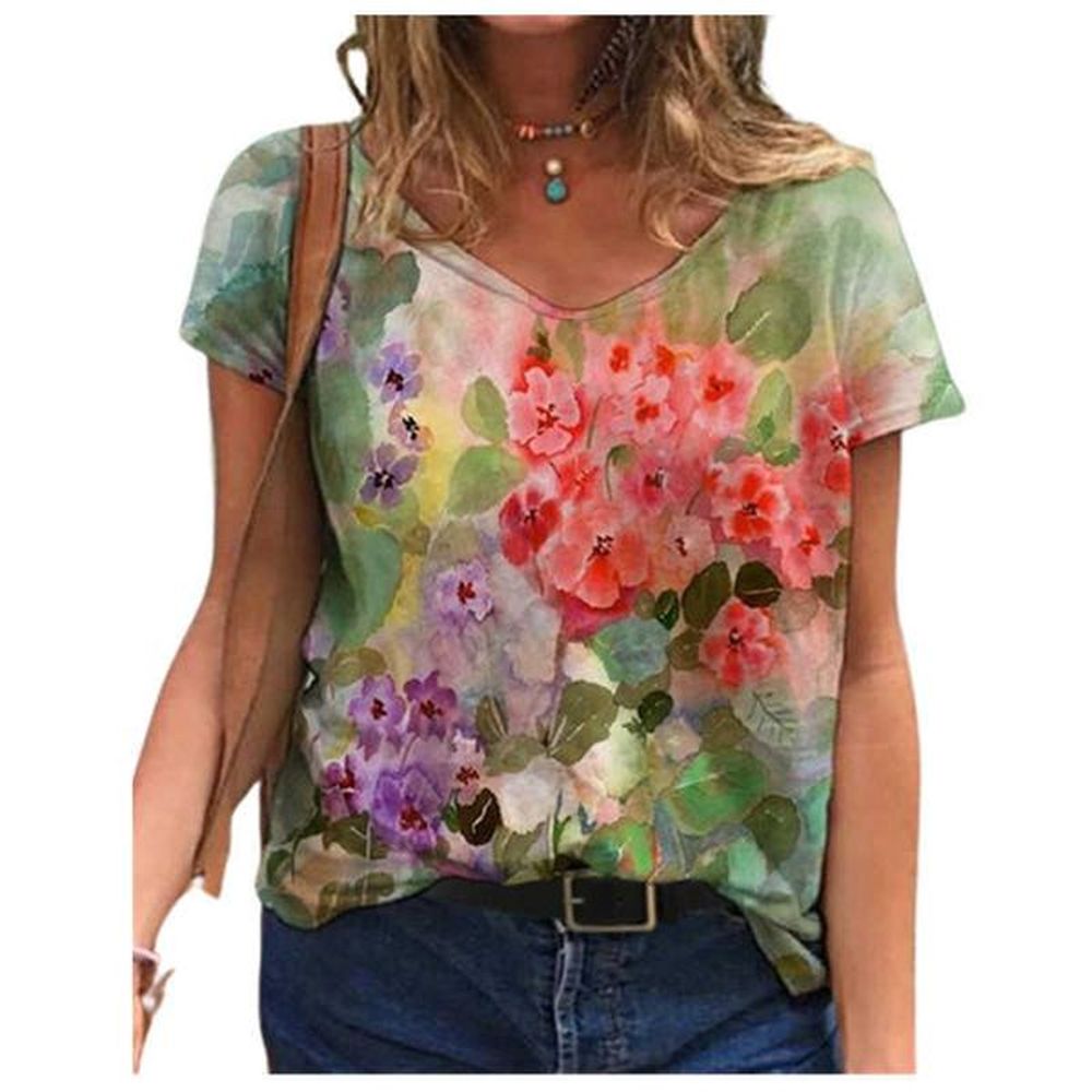 tie dye d floral print women t shirts casual short