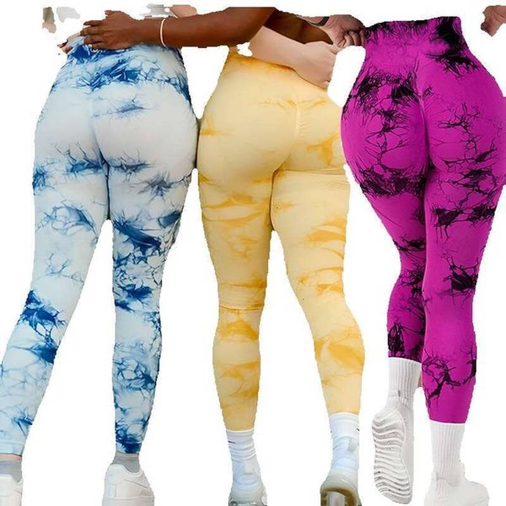 tie dyed peach buttocks yoga pants with thickened oversized seamless
