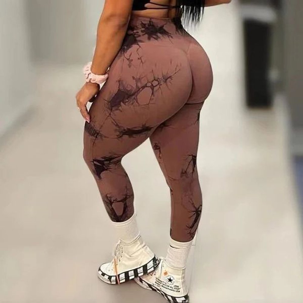 tight tie dye leggings high waist lifts butt tummy control