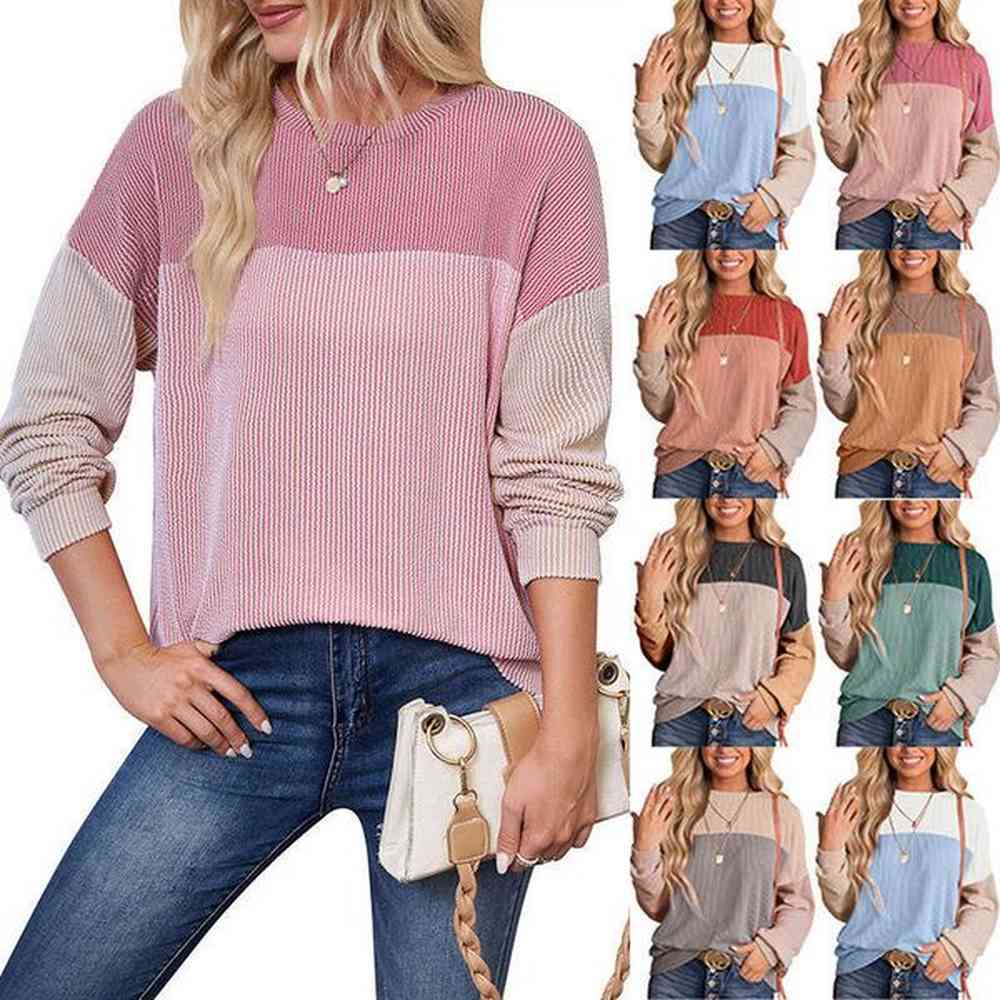 tiktok autumnwinter new casual striped multi color splicing hoodie