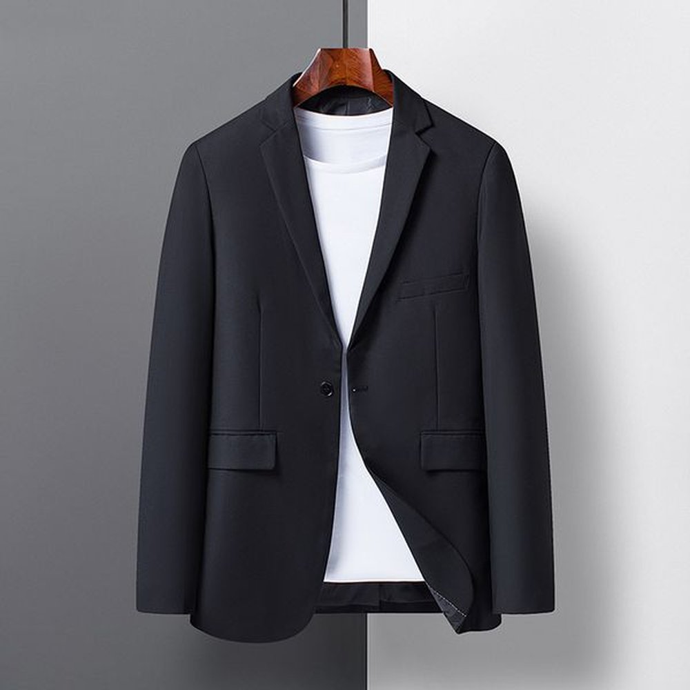 T1216Men's Korean style slim fit three piece suit white collar work suit