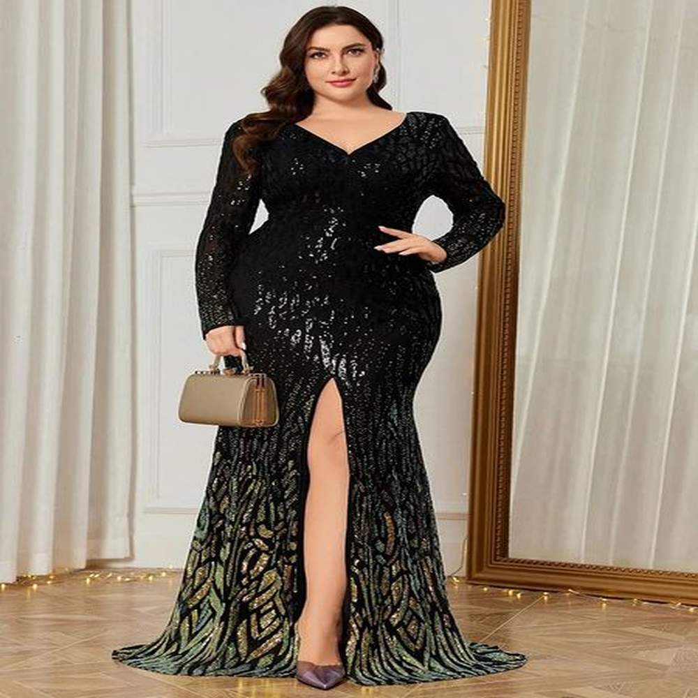 toleen elegant sequin party long dresses plus size womens vneck