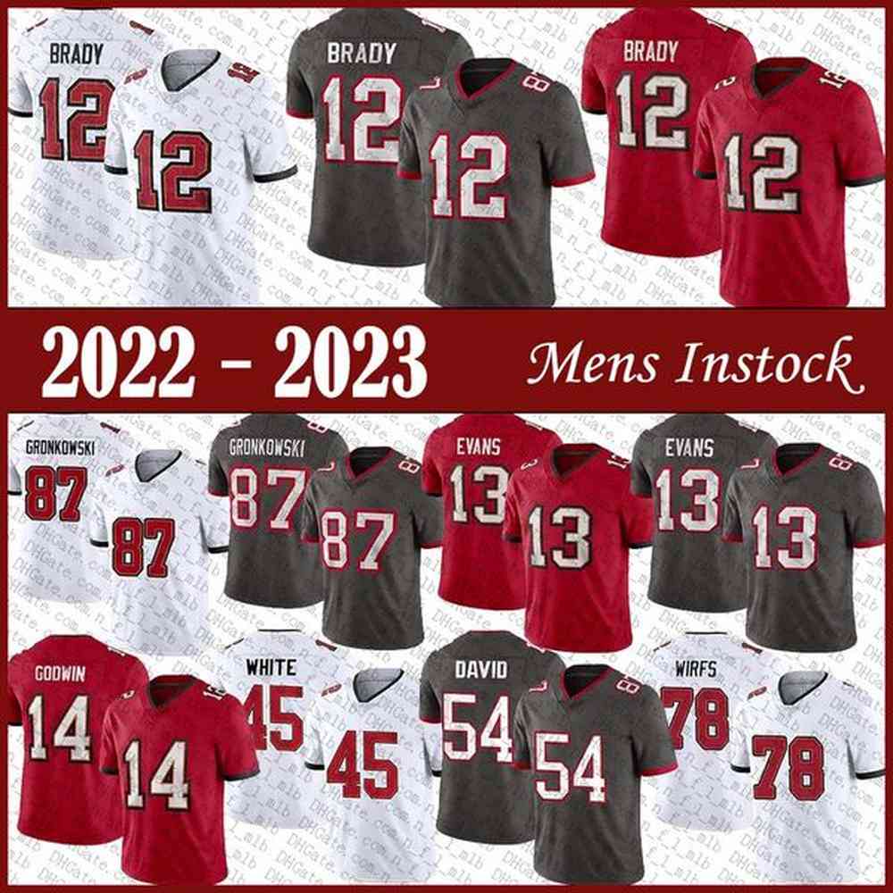 12 Tom Brady 13 Mike Evans Mens Football Jersey 14 Chris Godwin 45 Devin White 54 Lavonte David 78 Tristan Wirfs 87 Rob Gronkowski Stitched