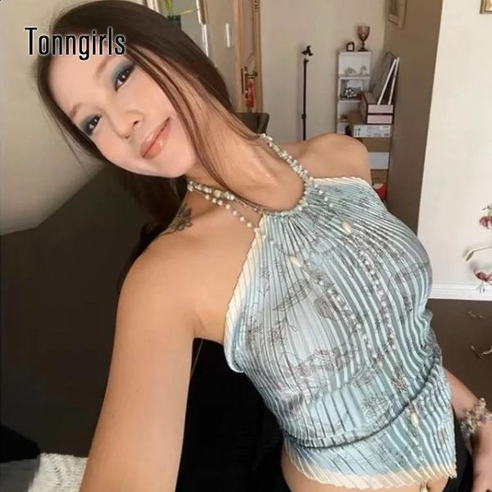 tonngirls vintage tie dye tank tops women sleeveless lace up