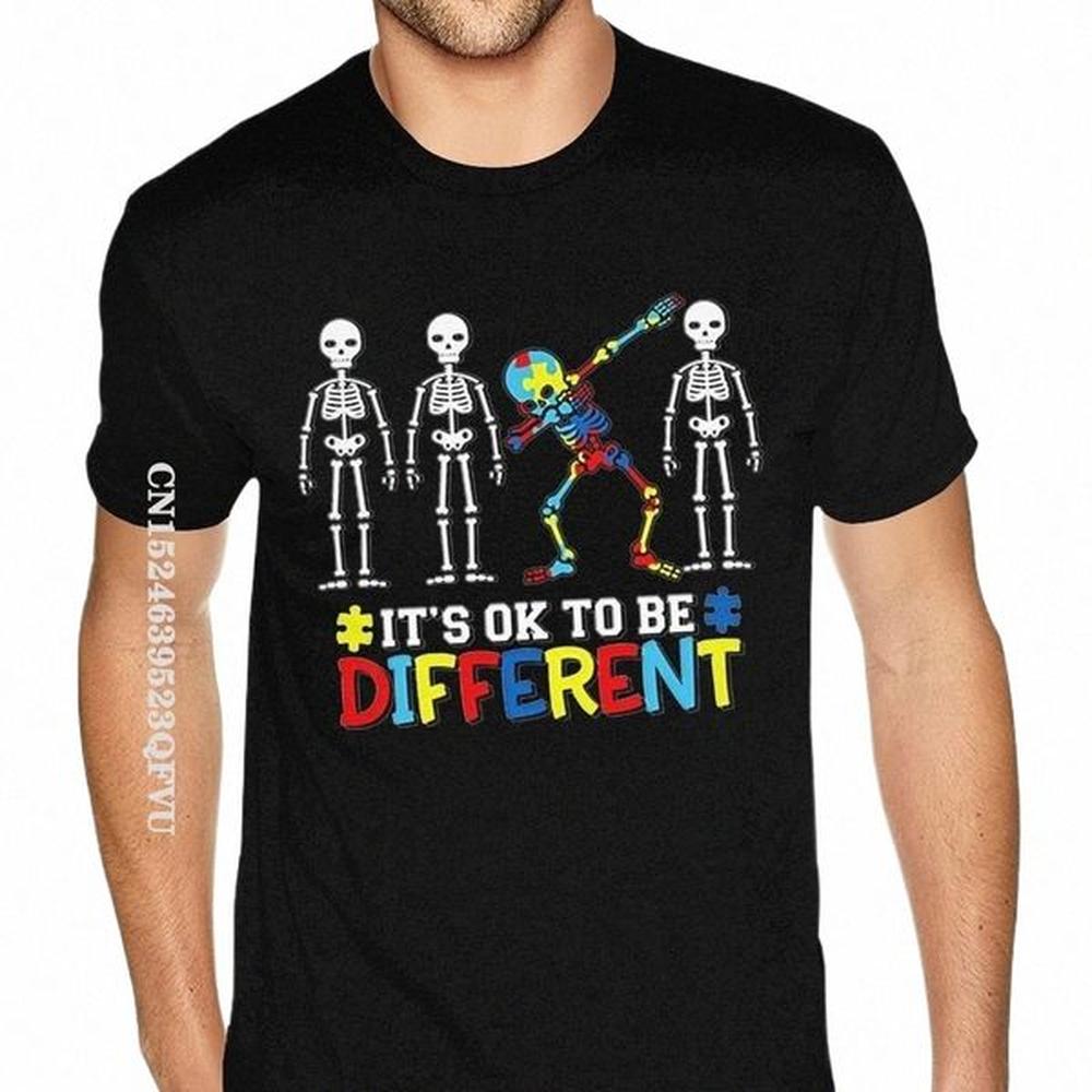 top Autism Aen It Okay To Be Different T Shirt Printing Kawaii Oversized Anime Tshirt Men Men Women Plus Size Black Tshirt Z8Tf#