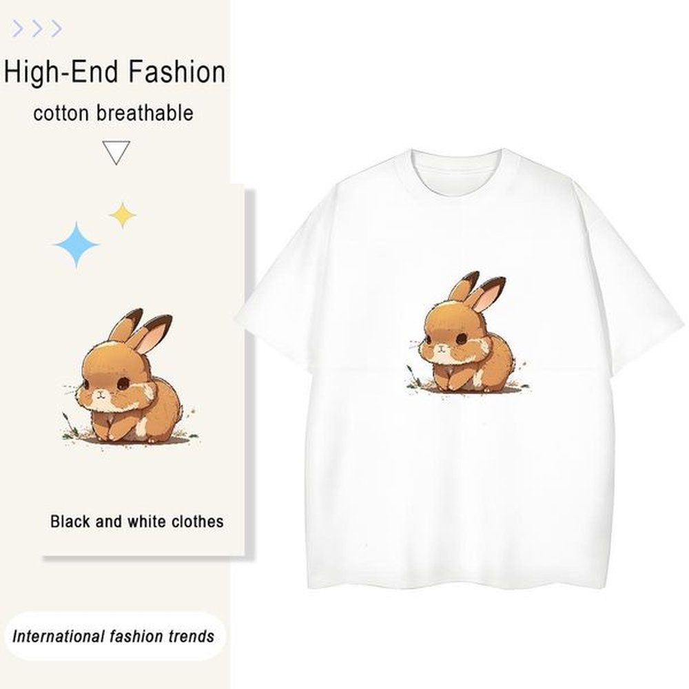 TOP Quality Men Tops Tees Hip Hop 100% Cotton 230g Custom Big Size Breathable Short Sleeve rabbit T Shirt For Man 2024 Designer Top Tees