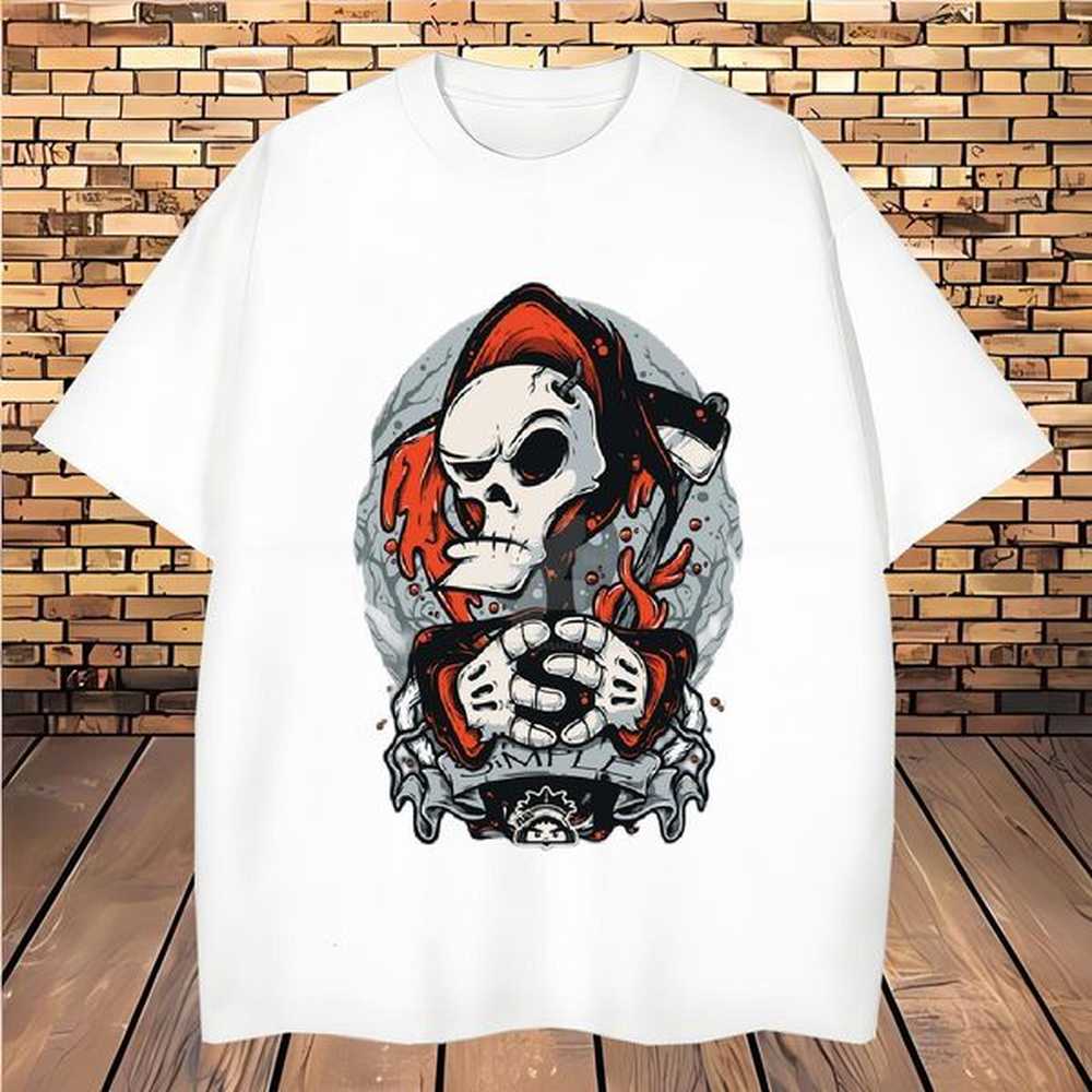 TOP Quality T-Shirts 230g Pure Cotton skull Spring Summer Custom Print Plus Size Breathable Soft Tshirt for Man Woman 2024 DIY Tees