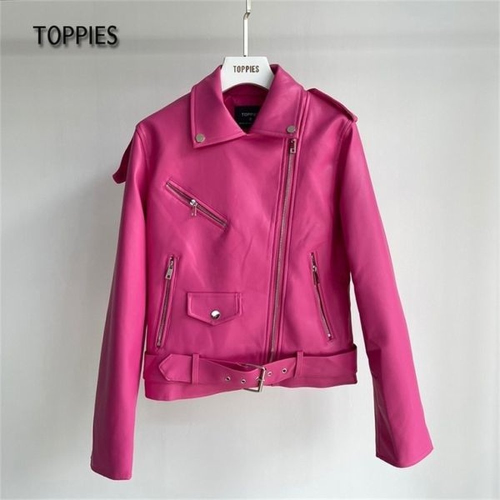 toppies leather jacket spring autumn women faux leather coat zipper