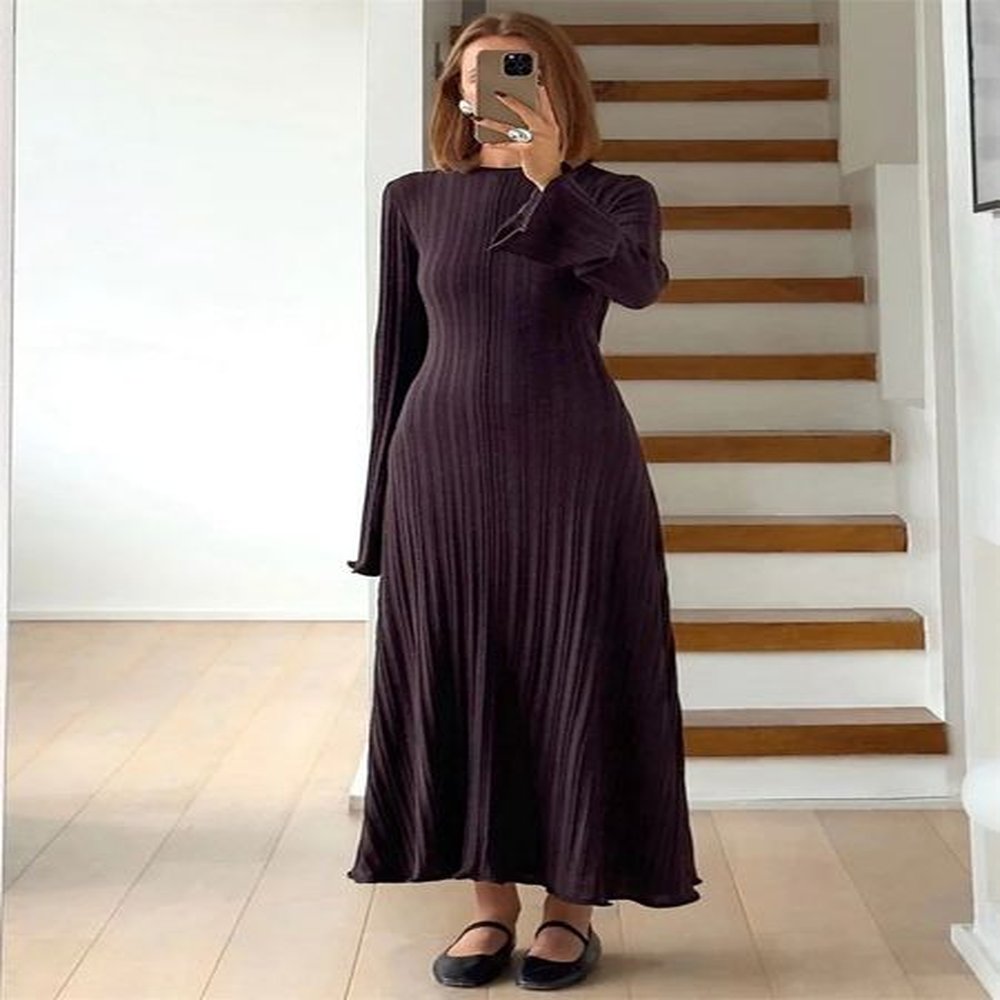 tossy knitwear fashion loose maxi dress women laceup high waist