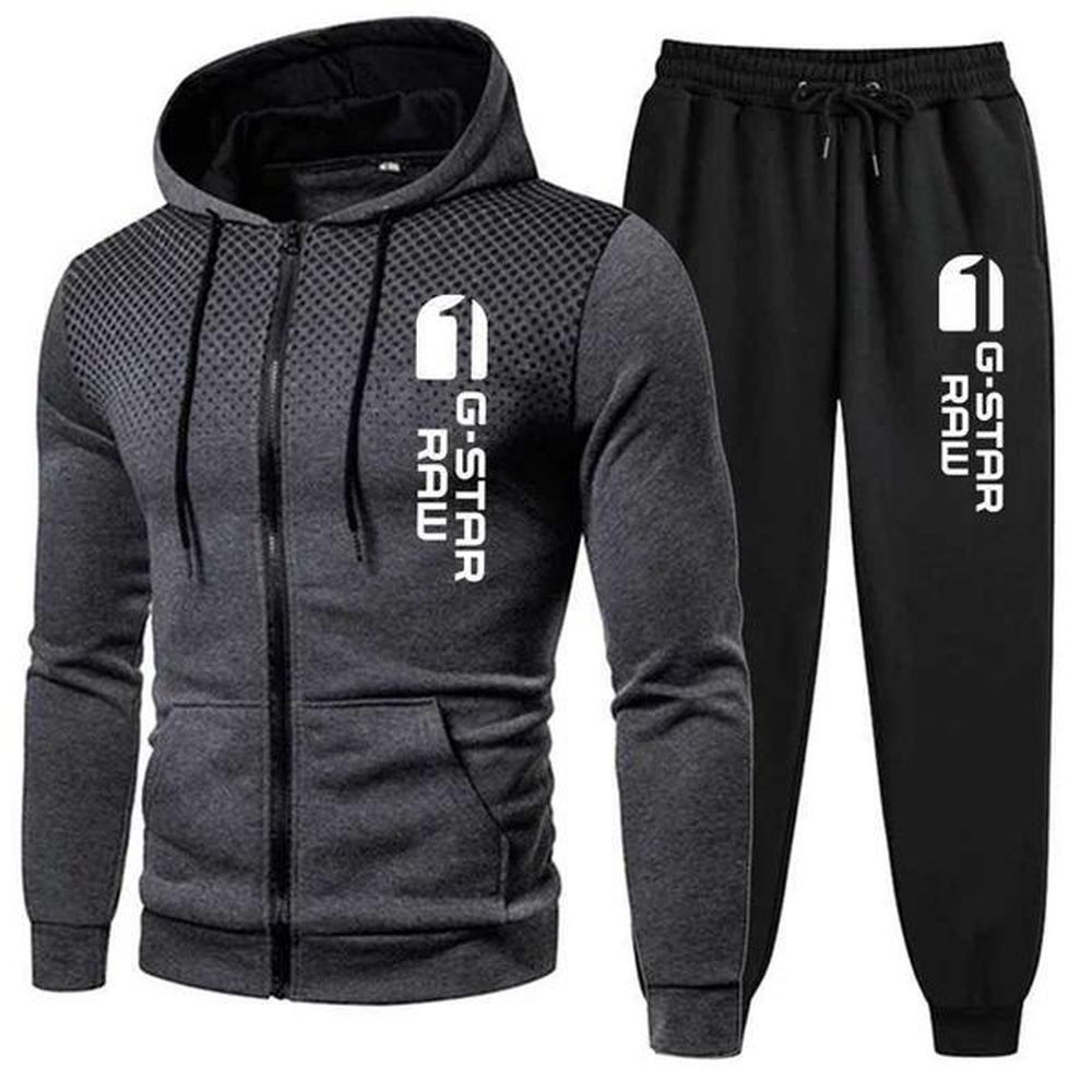 Tracksuits Mens casual sports pants with printed zipper hooded sweatshirt fashionable jacket outdoor sportswear H241123