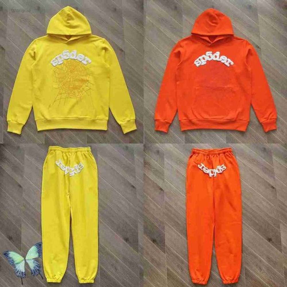 Tracksuits sp5der 555555 Spider Orange Sweatshirt Suit Young Thug Sweatpant Set T221216 4LKX