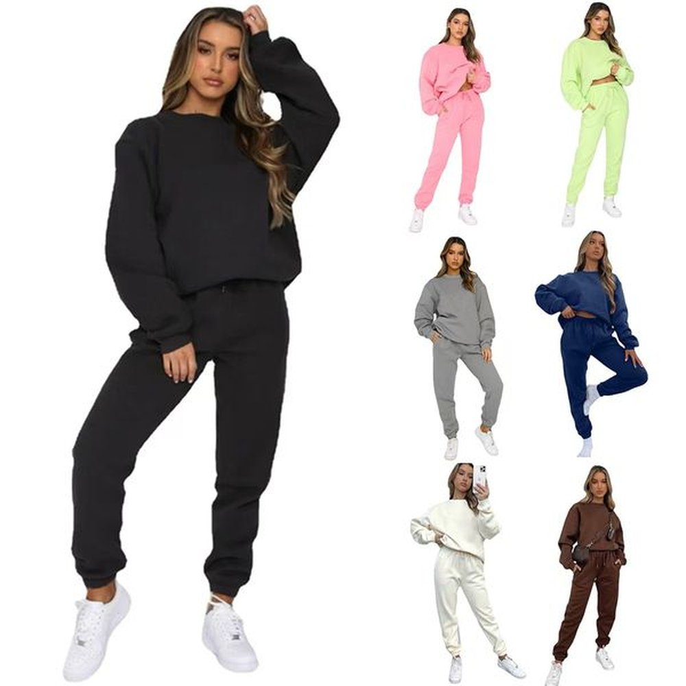 tracksuits two piece set autumn winter women casual solid sporty