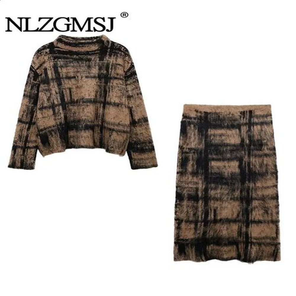 traf autumn knitted midi womens ski set fashion plain jacquard