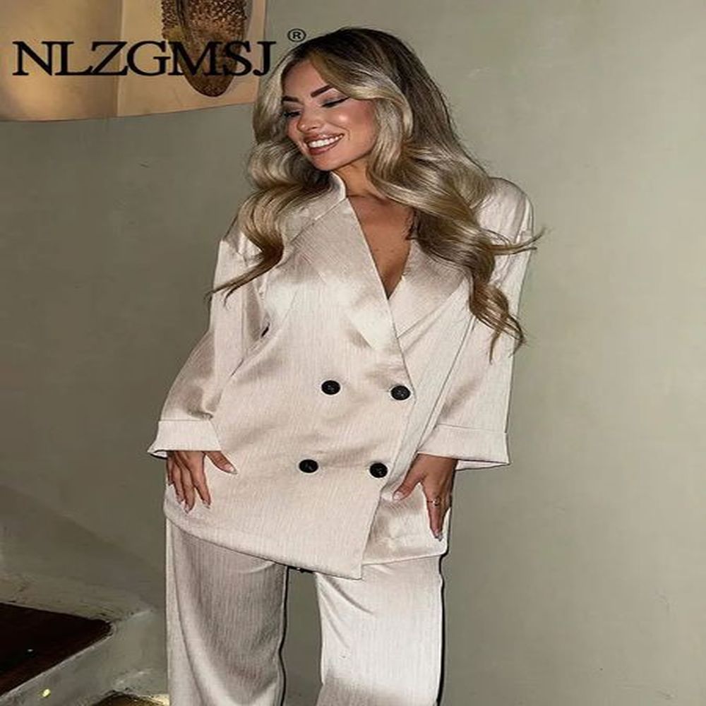 traf autumn women casual blazer coat pants set long