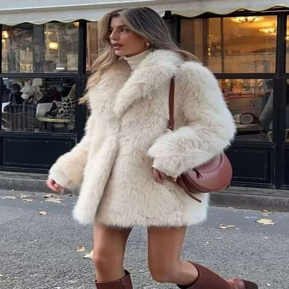 traf fashion women faux fur coats autumn winter retro warm
