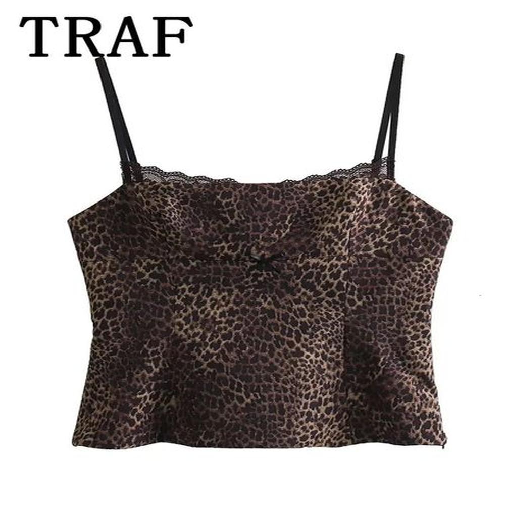 traf leopard print crop top female off shoulder short tops