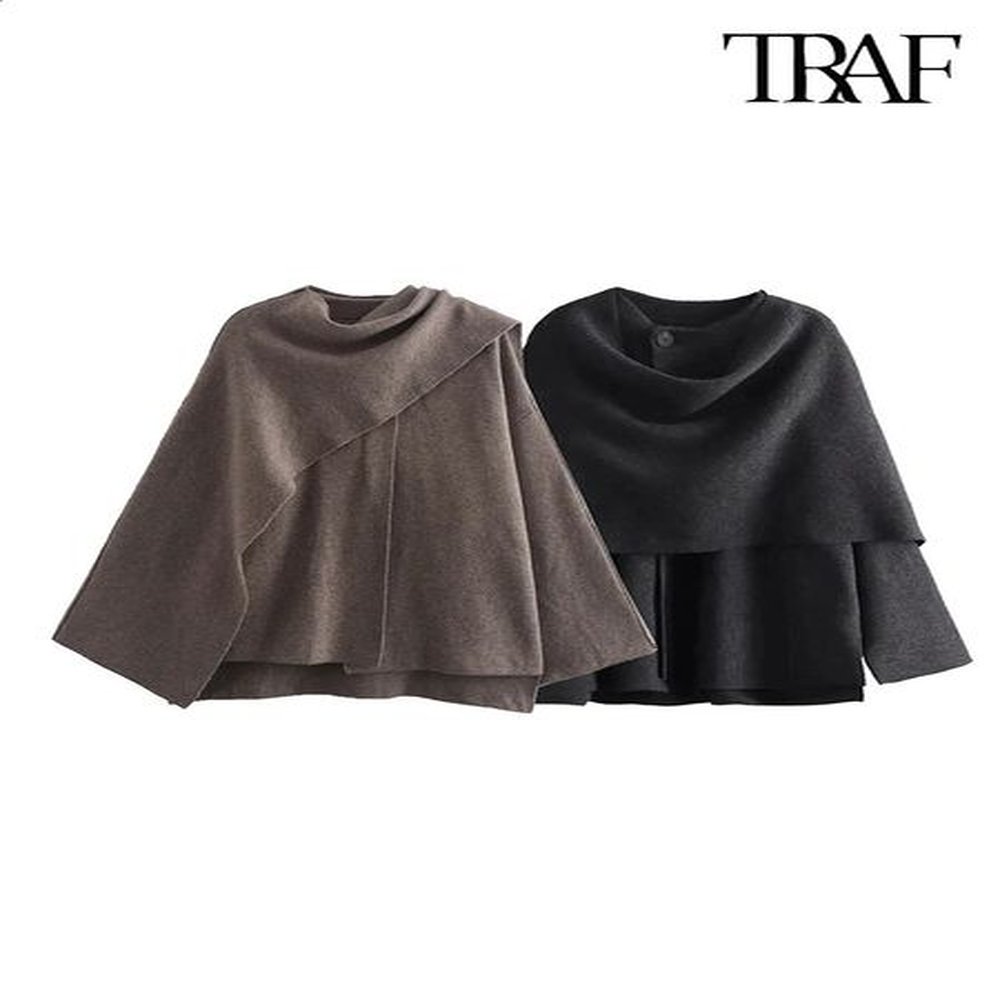 traf womens fashion fall and winter comfortable casual coat knitted