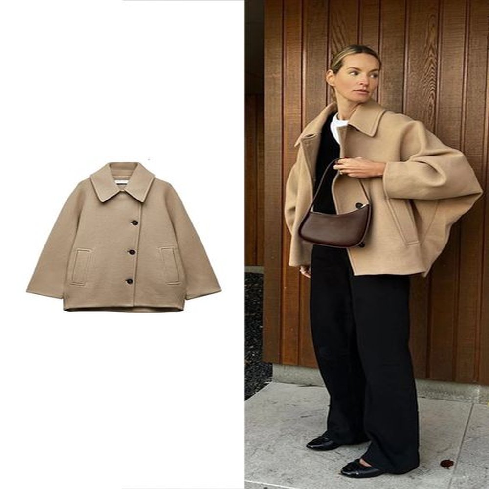 traf womens fashion single breasted jacket casual vintage long sleeve