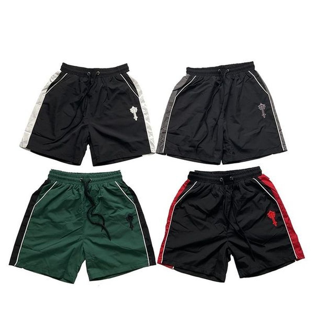 Trapstars Shorts Trendy Pattern Print Looped Trapstars Shorts For Both Mens Womens Drawstring Five Quarter Pants Ins High Street Casual Shor