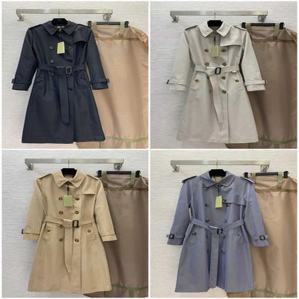 trench coat women designer classic lapel double breasted waterproof fabric