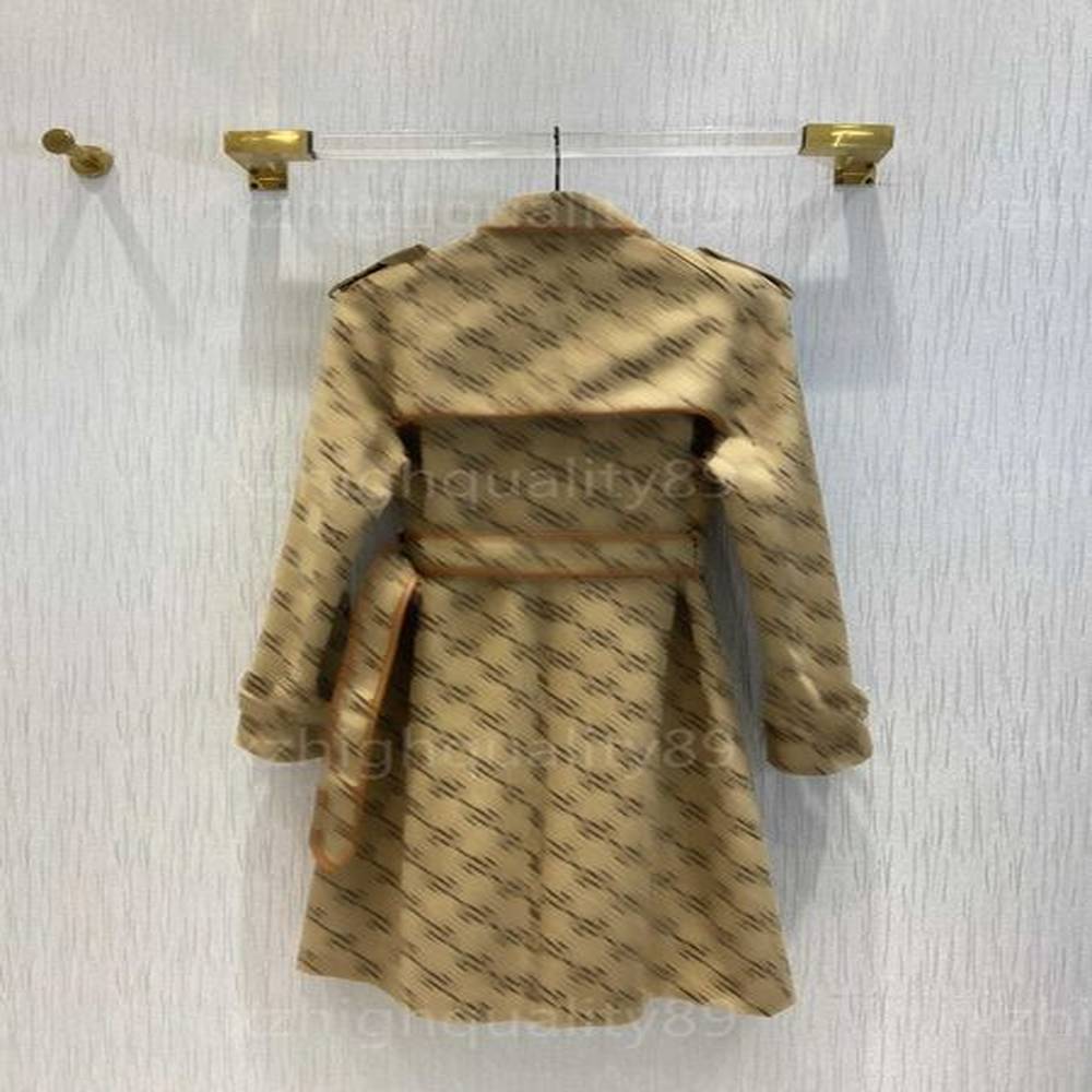 trench coat women designer double breasted printed belt slit design