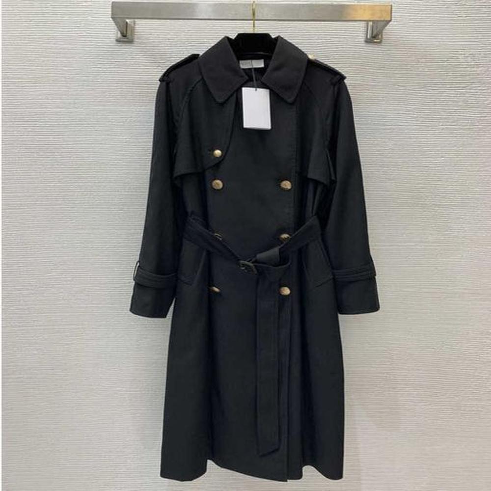 trench coat women long designer classic double breasted lapel windbreaker