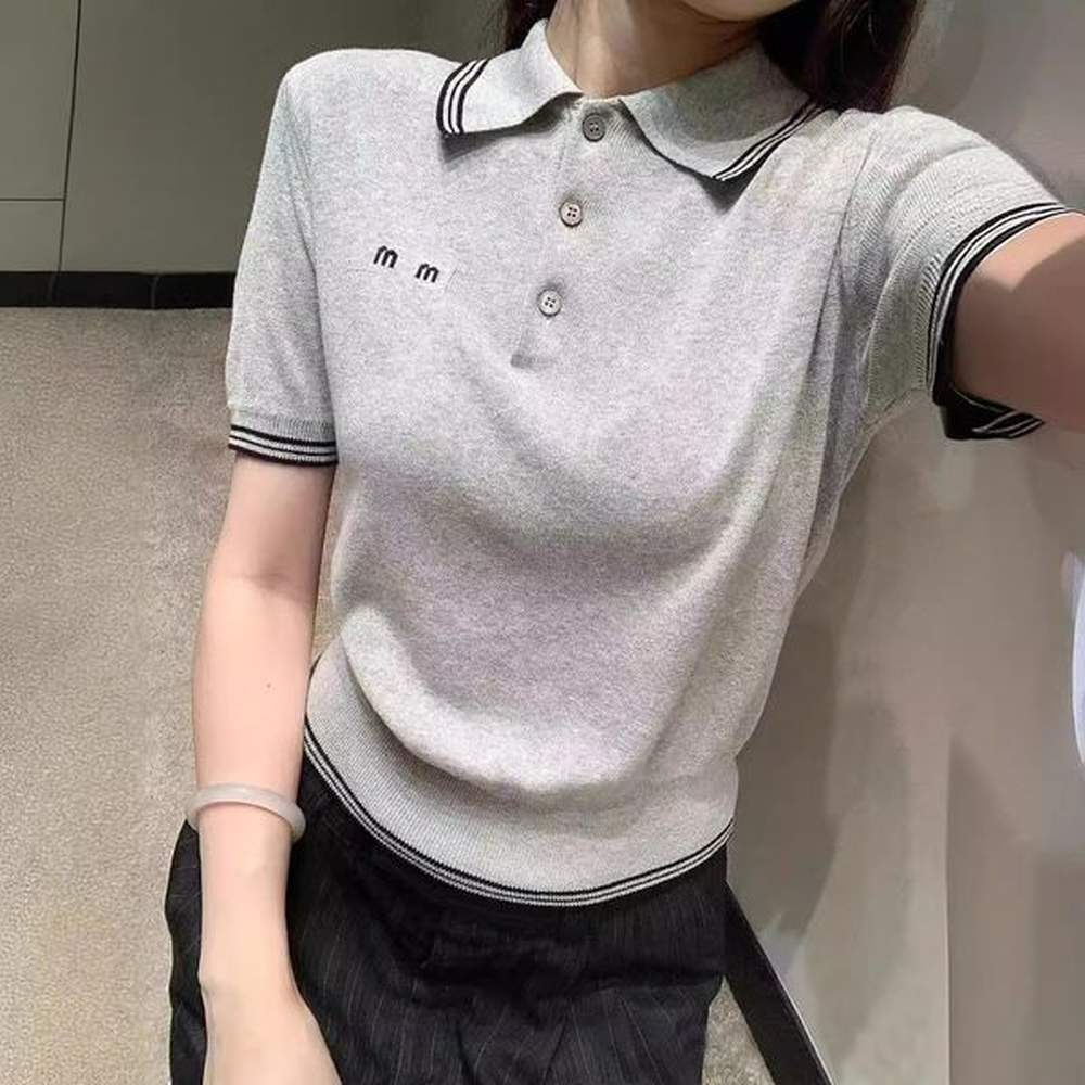 trend tshirt womens miuu autumn style letter printed jacquard color