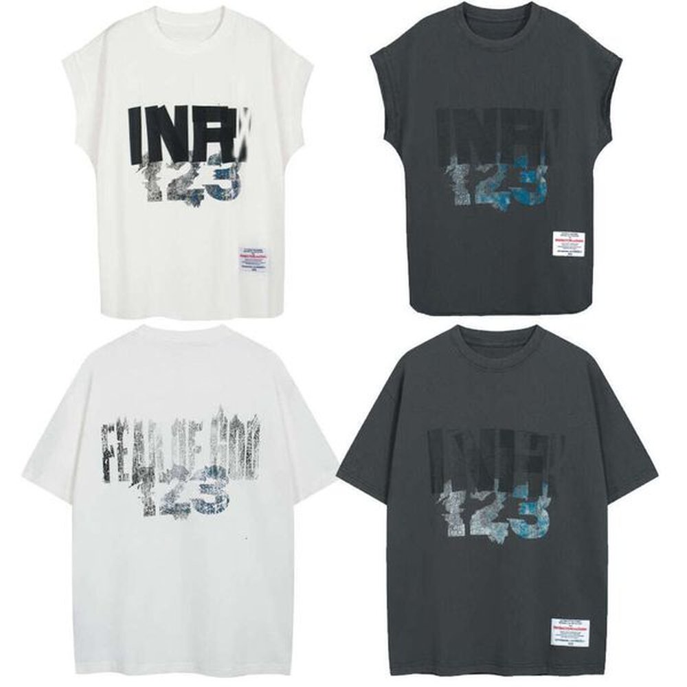 Trendy brand new FOG RRR123 digital letter printed shoulder T-shirt for men, stylish and versatile short sleeved shirt