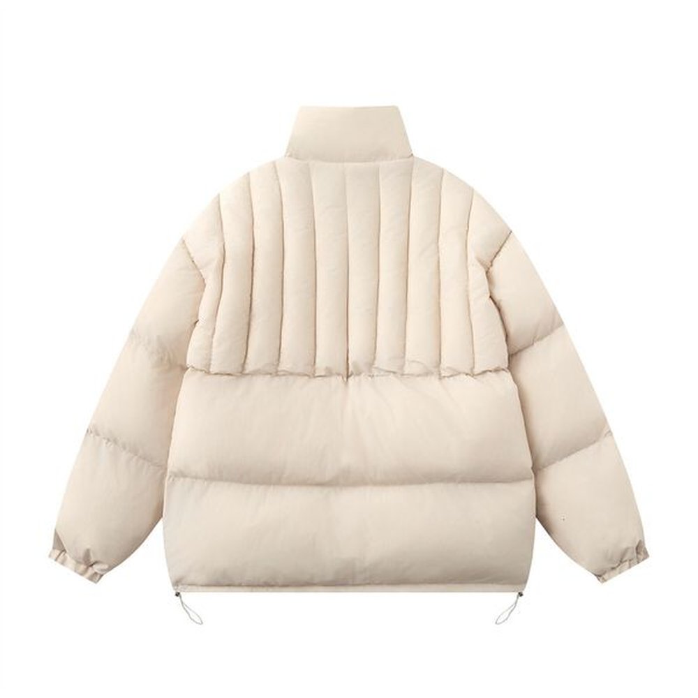Trendy brand stand up collar double-sided bread cotton jacket men's winter thick warm loose plaid semi high collar cotton jacket 5f