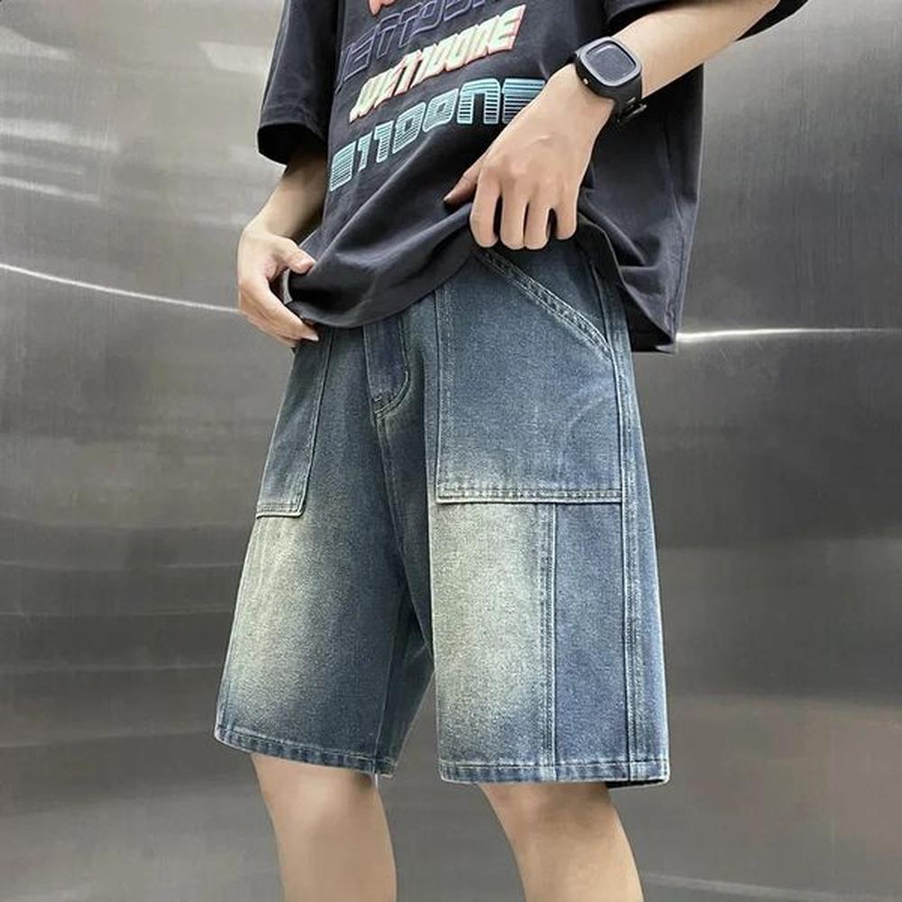 Trendy Denim Shorts For Men Loose-Fit Casual Style Korean Version Straight Leg Versatile Summer Youth Five-Piece Pants 241214