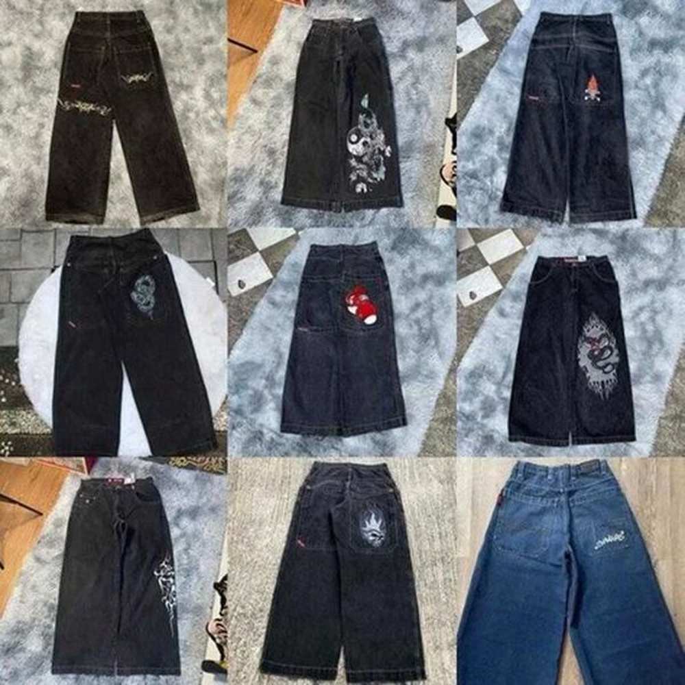 Trendy Men's Jeans Washed Straight Flared Pants High Street Style Youth Women's Mid Waist Trousers