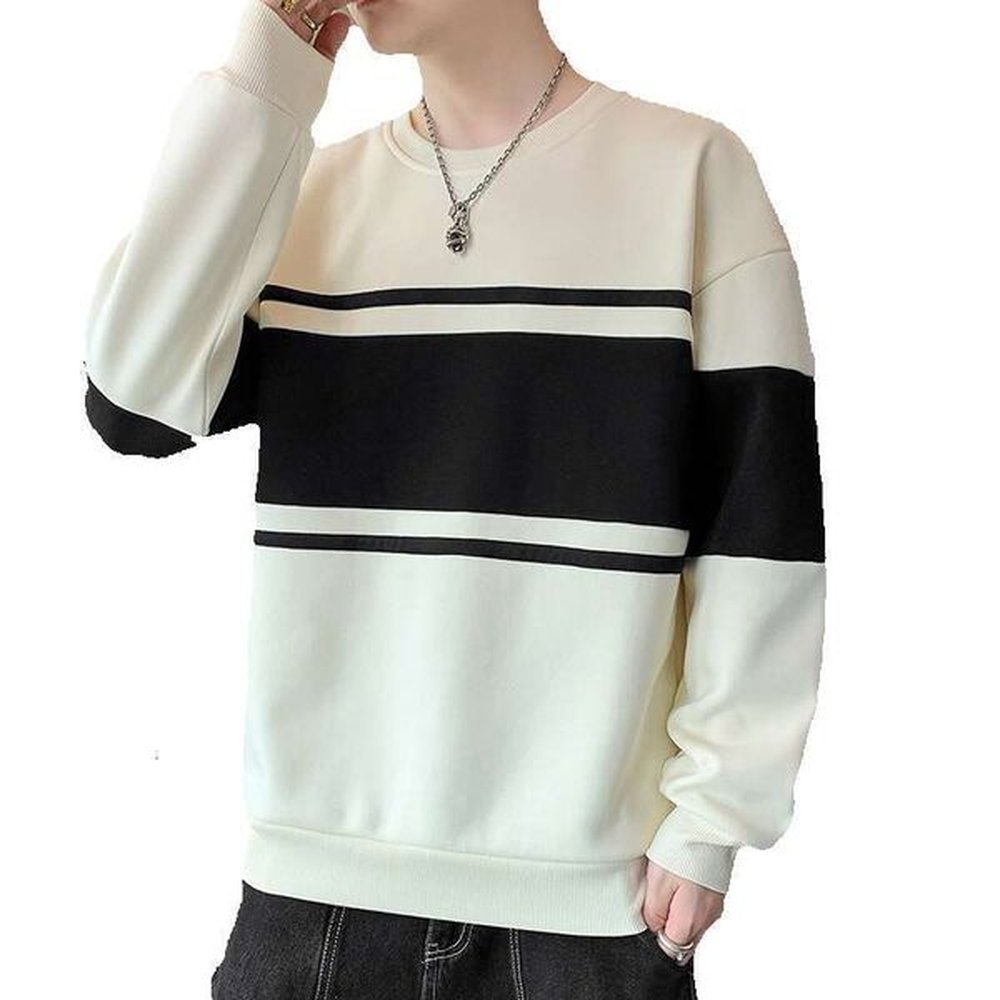 Trendy Round Neck Hoodie for Men, 2024 Autumn New Style, Loose Fitting Pullover, Casual and Versatile, Handsome Long Sleeved T-shirt Top Men