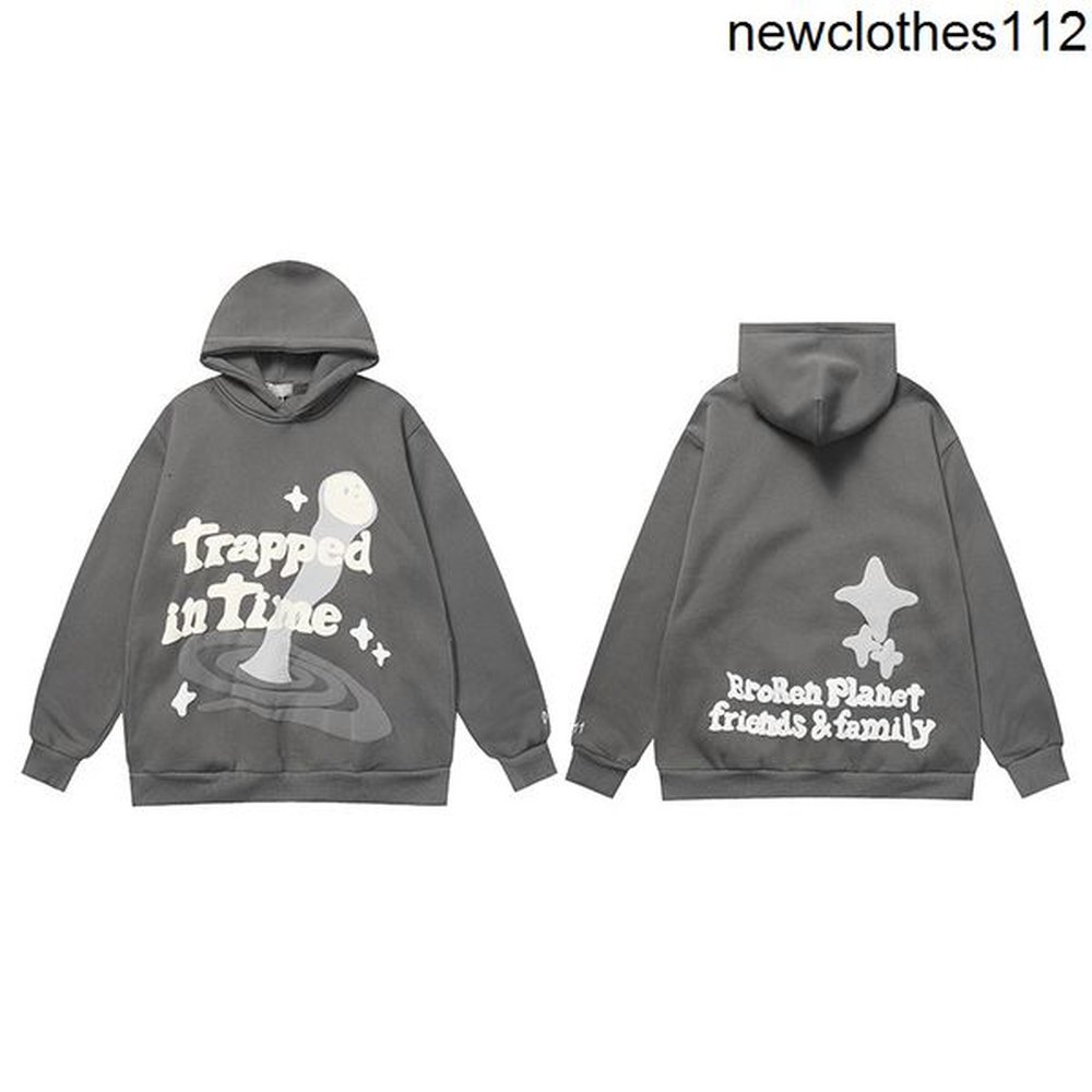 2024 Trendy Streetwear Planet Mens Designer Hoodies Graphic Letter Print Foam Printing Plush Loose Casual Y2K Hooded Sweatshirt Oversize M-2