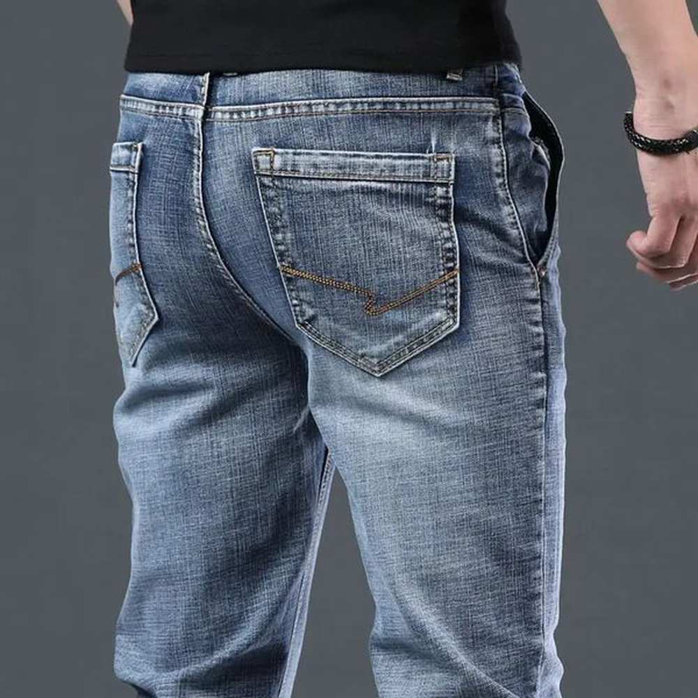 Trouser ultra-thin tight tube mens jeans elastic work clothes elastic straight mens jeans Y2k retro Xs 241126