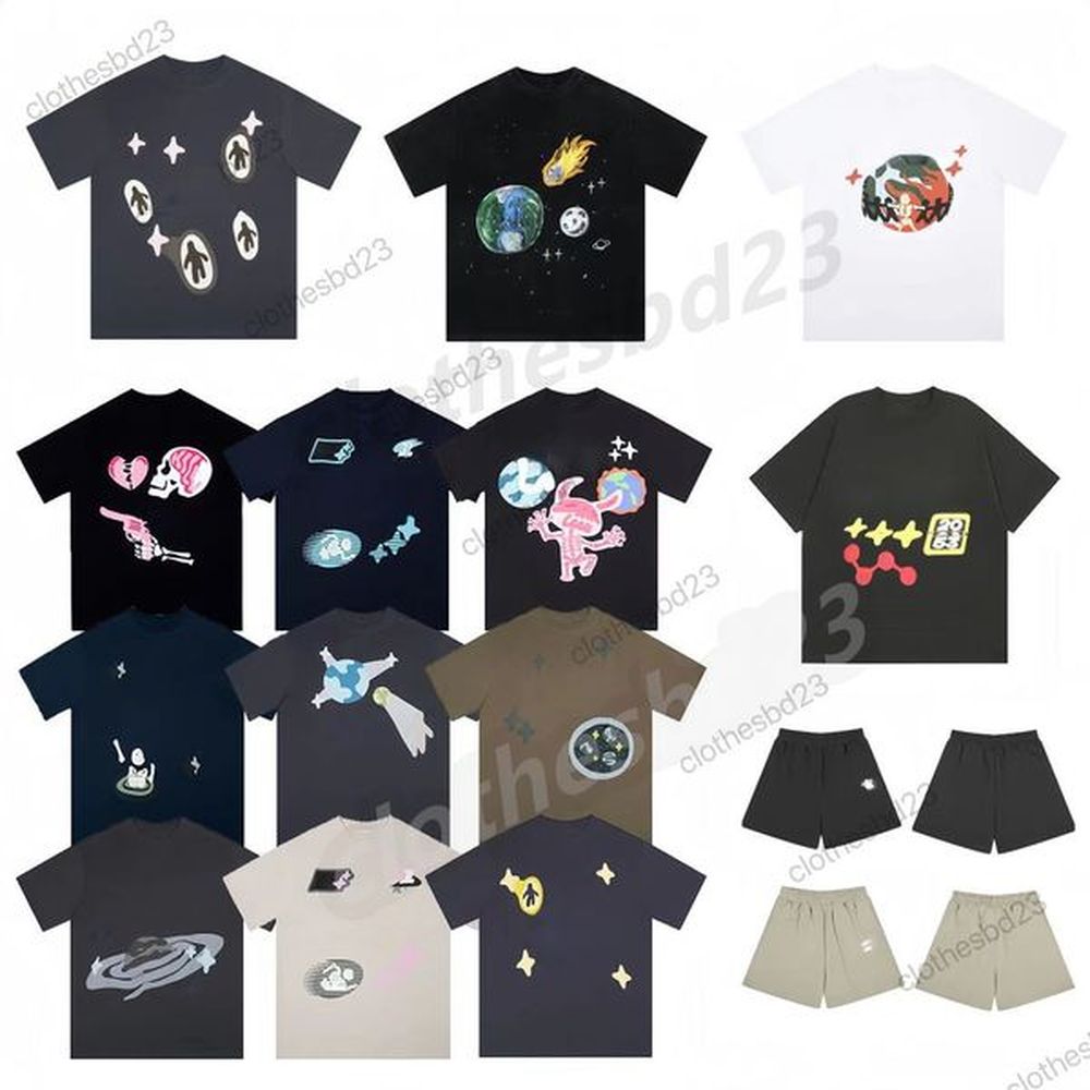 Tshirt shorts Good quality top Designer T-shirt puff bubble pattern Unisex High Street Style Tee - Foam Letter Print Comfort Fit for Men & W