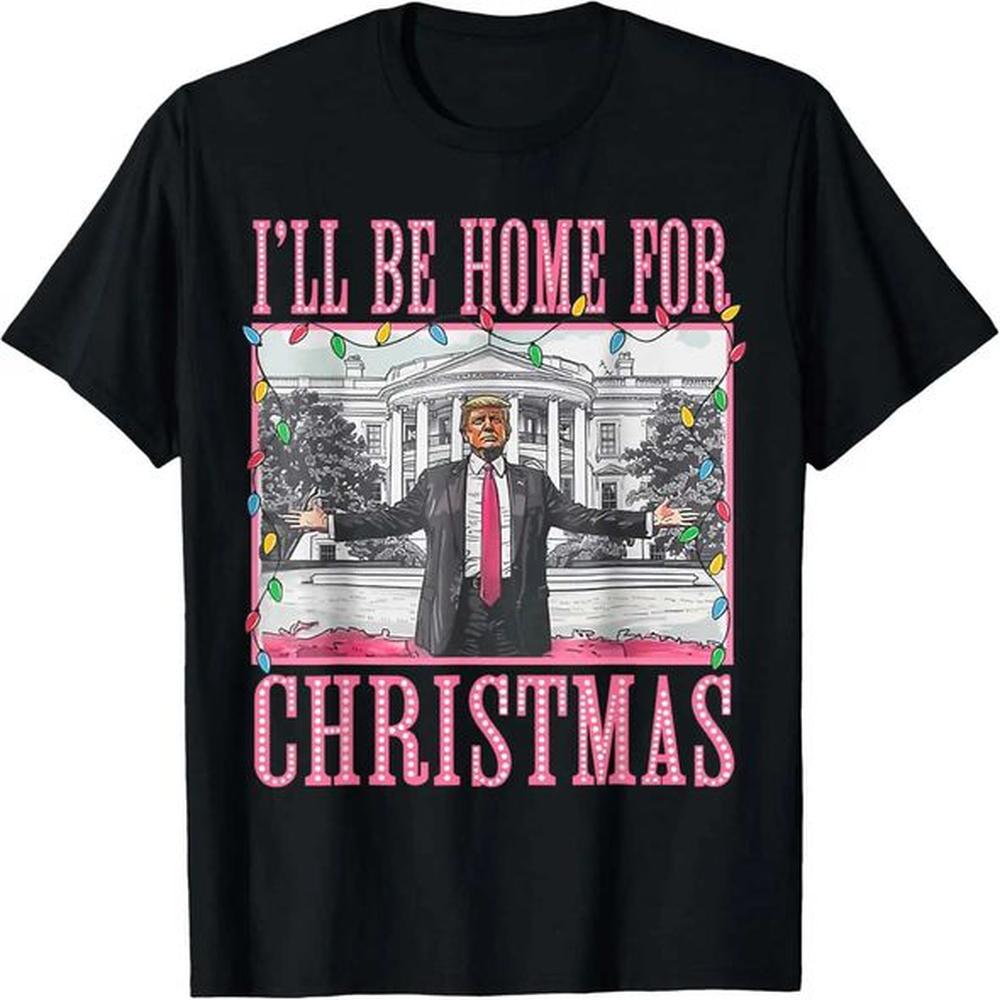 T-Shirts Camisetas casual and fun cotton T-shirt I will go home for Christmas Santa Claus Trump pajamas H241123