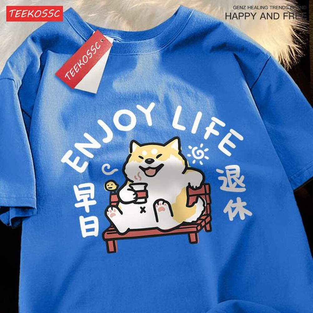 T-Shirts Enjoy Life Fun Dog T-Shirt Breathable Soft Oversized Fashion Cool Tops Cotton Street Parent Child Tshirts