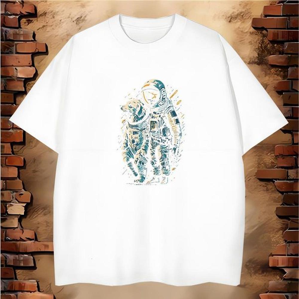 T-Shirts for Men 230g Cotton cosmonaut Hip Hop Street Crew Neck Custom Print Oversized Mens Tshirts Designer Brand Tops Tees