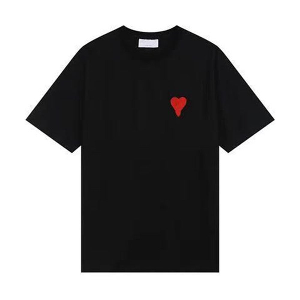 T-Shirts Mens Blanca Designer Embroidered Heart T-shirt For Men Womens Round Neck Miuu Fashion Brand Loose Couple Soft Comfortable