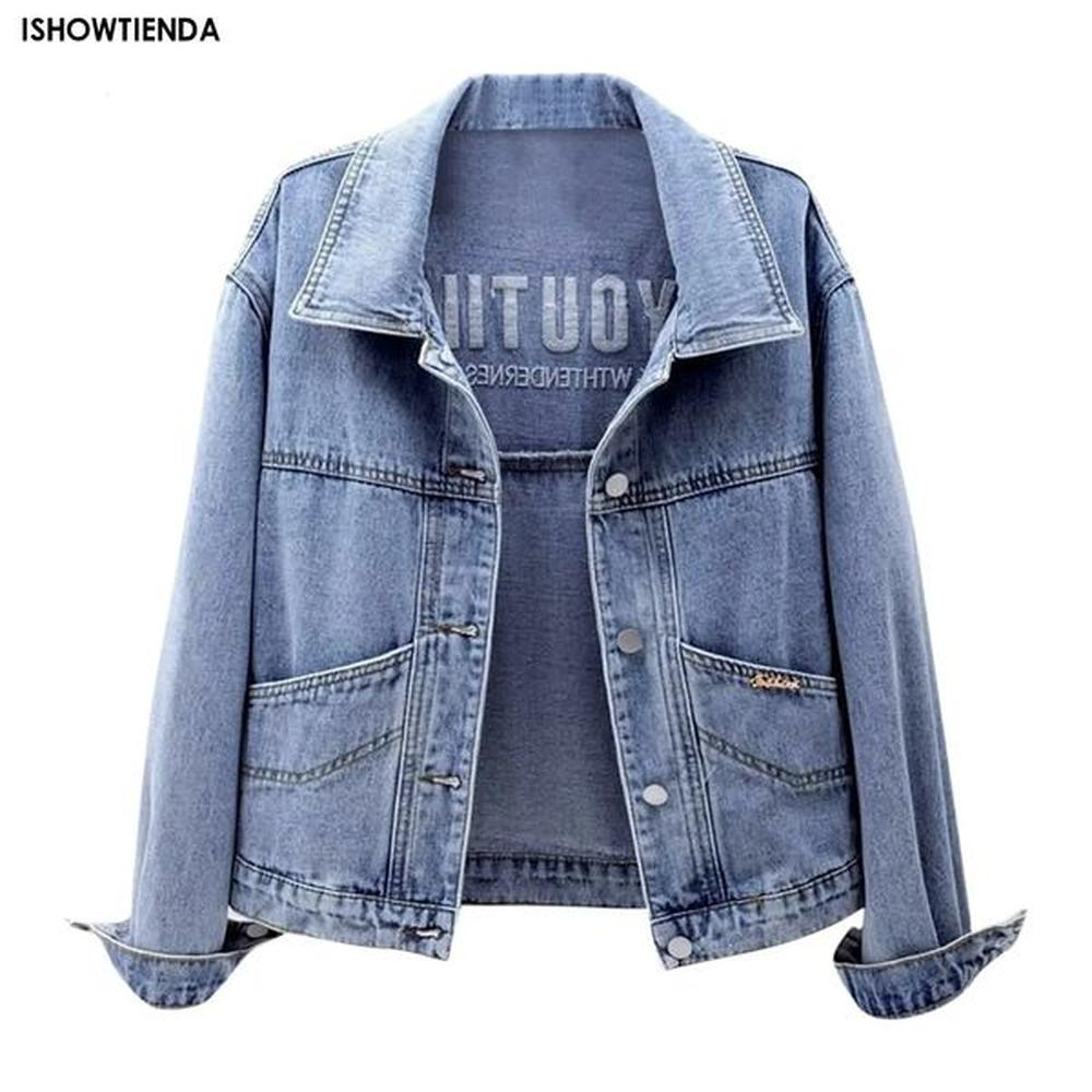 turndown jackets collar loose denim jacket women spring and autumn