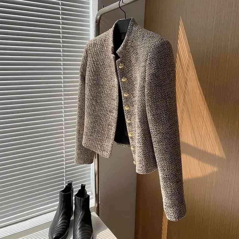 tweed korea high quality short tweed jacket woman korean clothes
