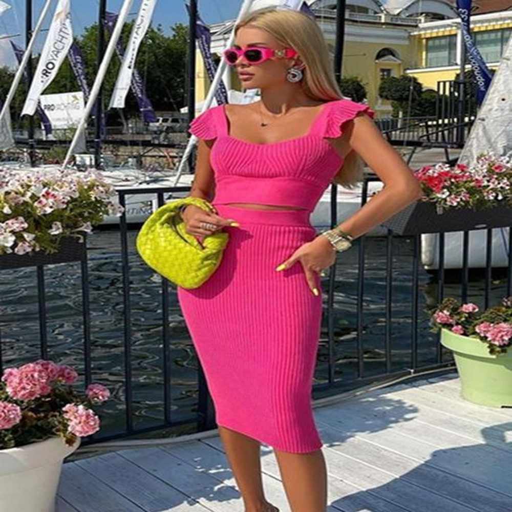two piece dress colors summer women skirt suits sexy