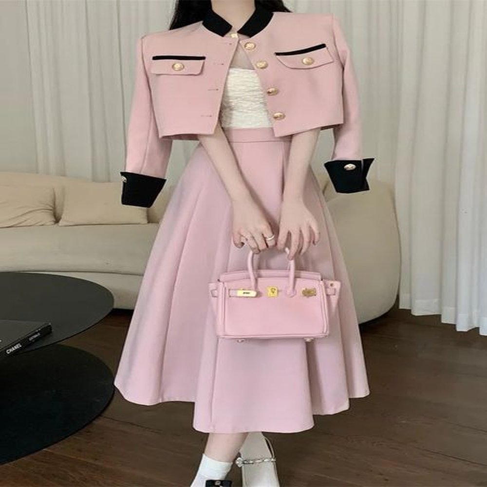 two piece dress high quality small fragrance set women short