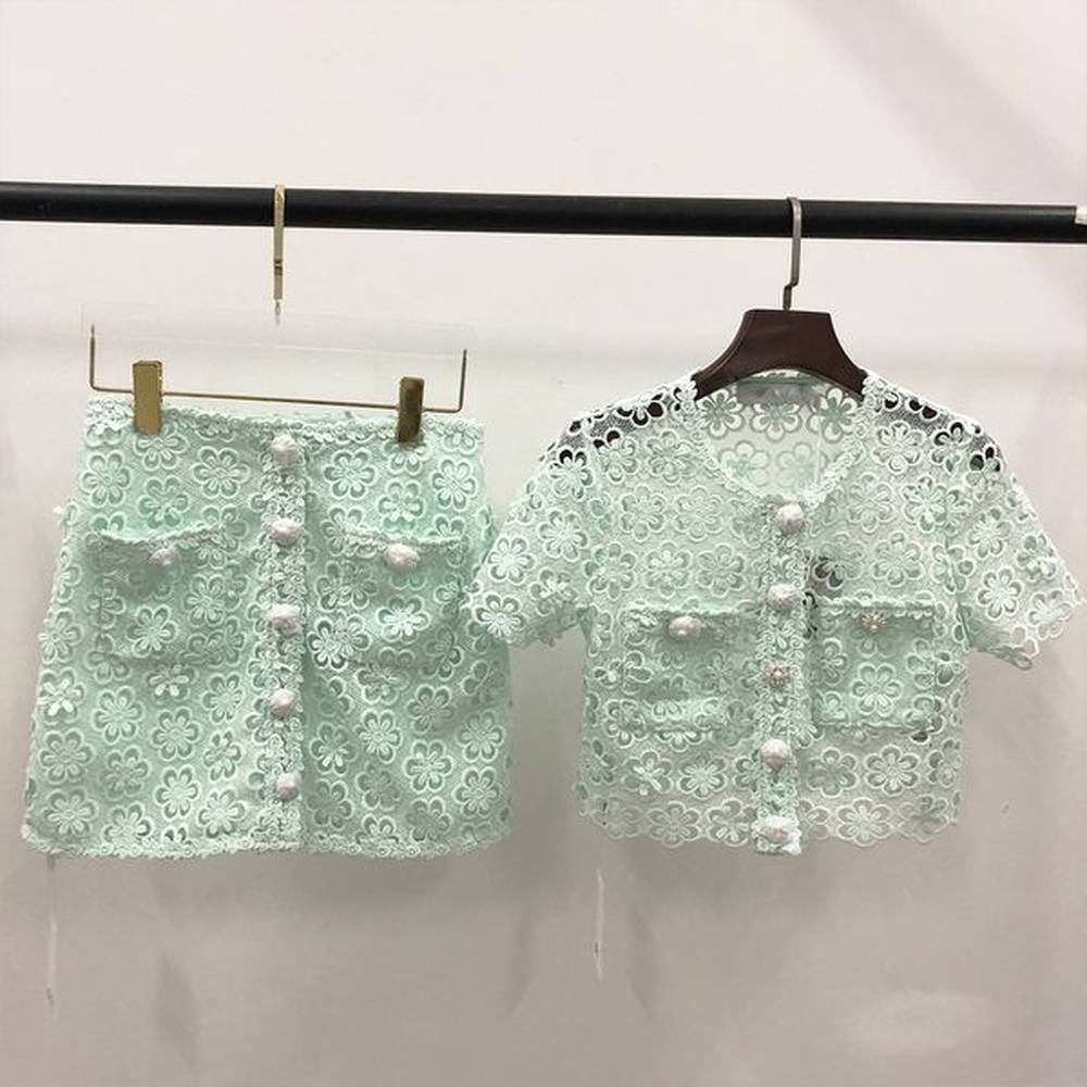 two piece dress self portrait mint green hook cut out