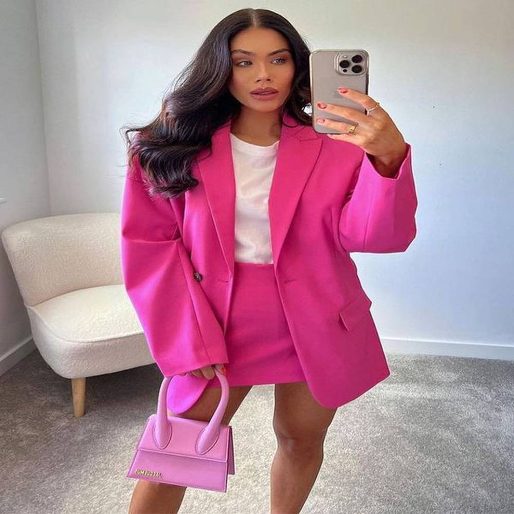 two piece dress womens spring jacket fashion single button slim