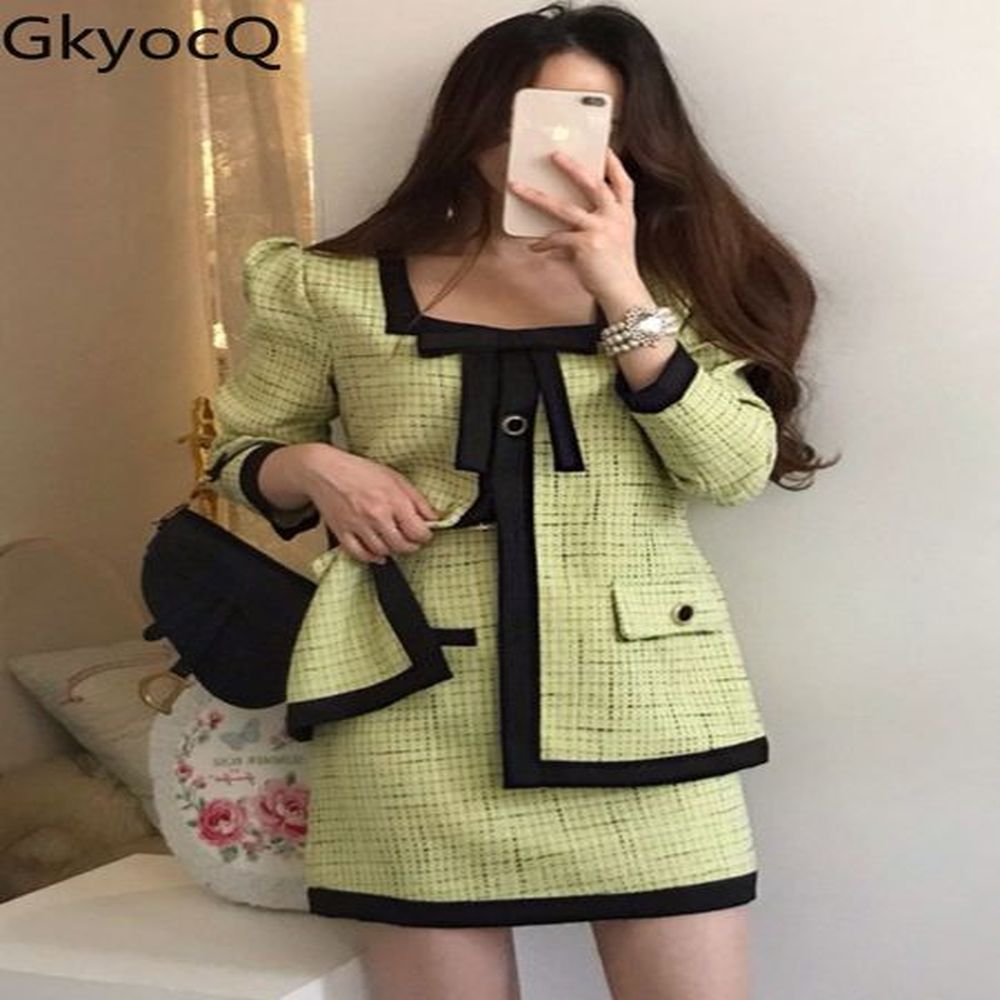 two piece dress womens twopiece retro square neckline plain pattern