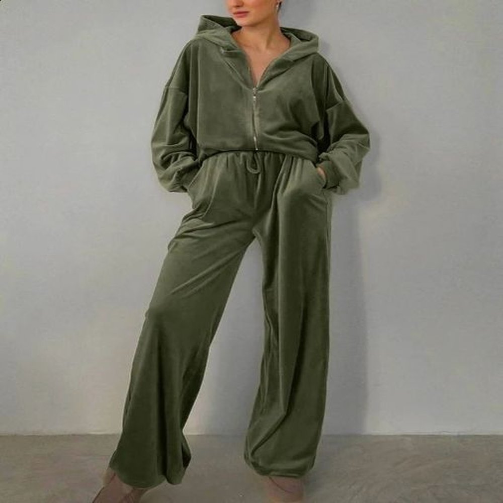 two piece set women outfit spring autumn fashion velvet long