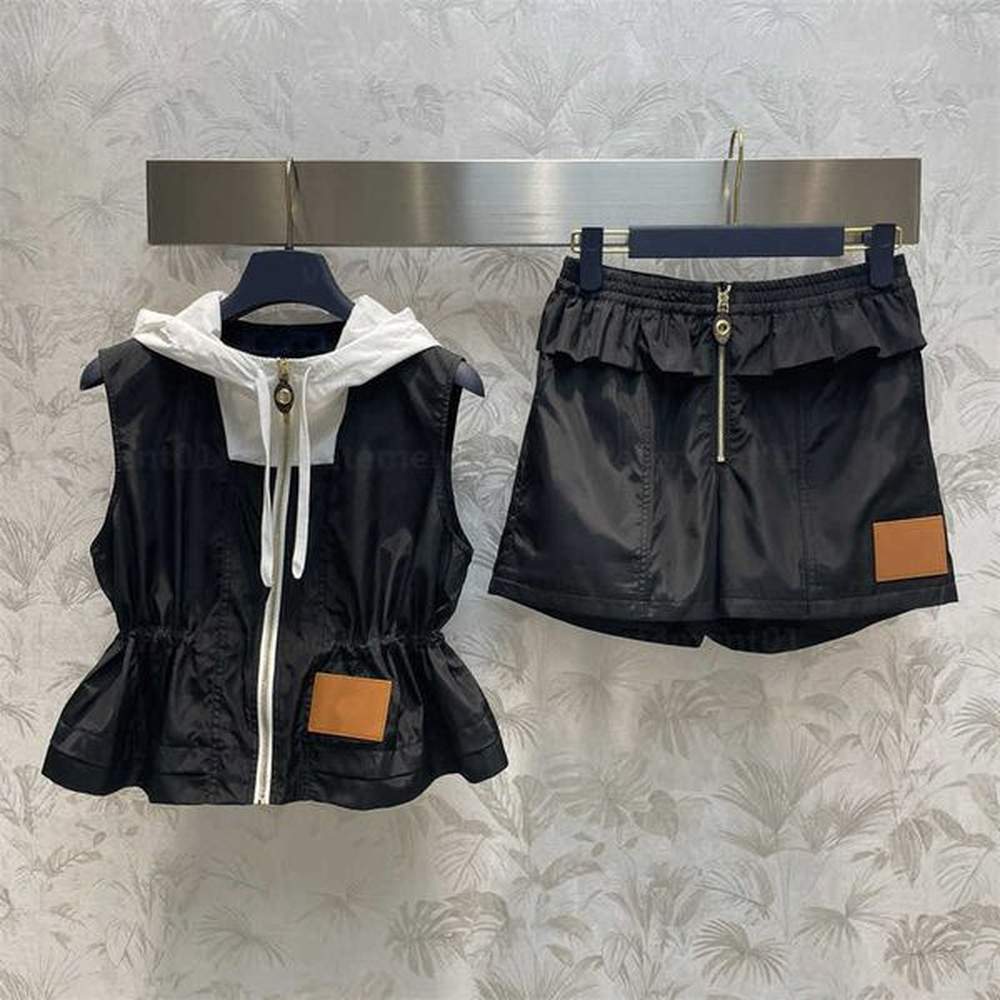 two piece set women tracksuit designer suit black white collision