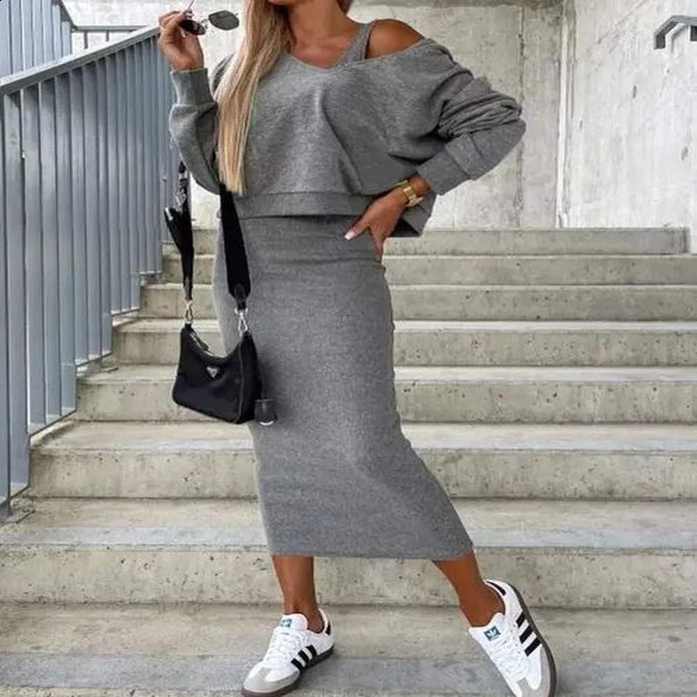 two piece womens dresses sleeveless dress hoodie top fashion slim